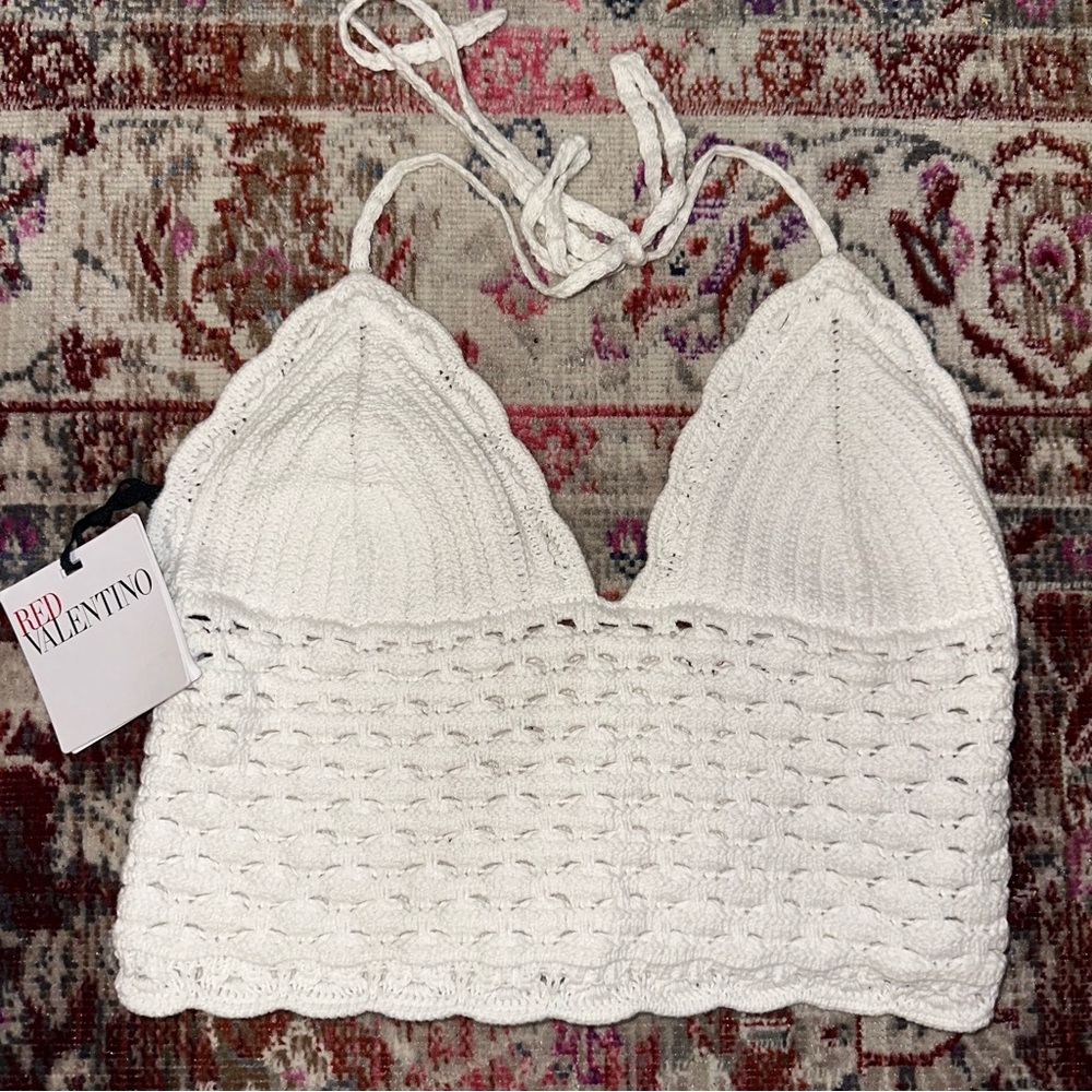 RED Valentino Elegant White Knit Top